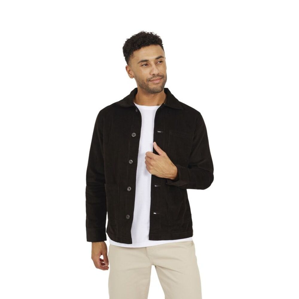 Brave Soul Mens Cord Button Through Shacket / Brown